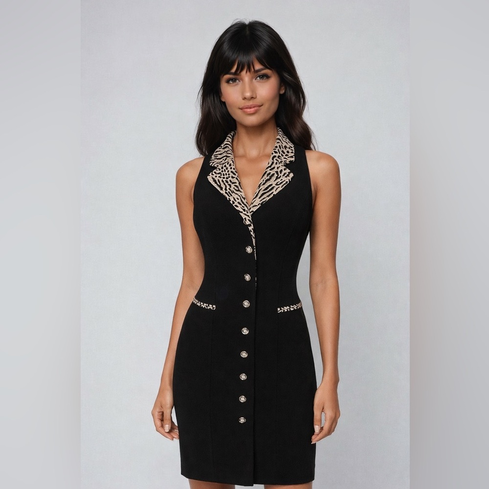 Dani Max Leopard Print Button Down Dress
